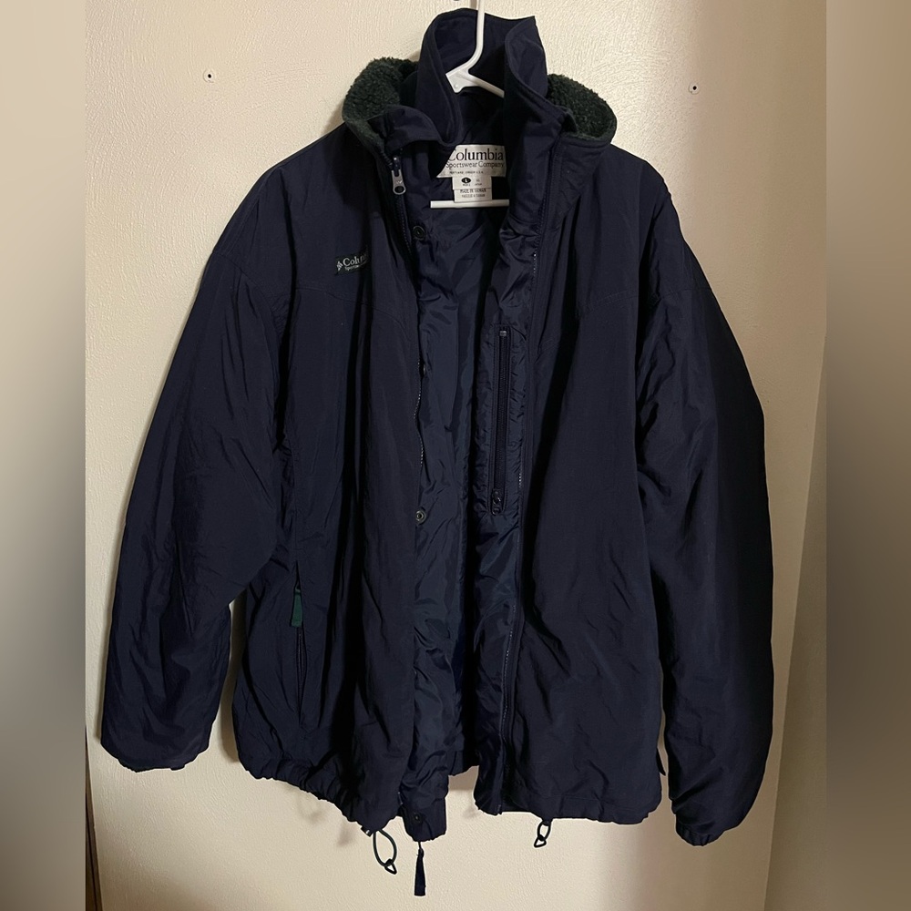 COLUMBIA Vintage Double Layered Squall Type Parka‎ Winter Coat Navy Blue Men's L
